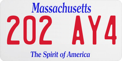 MA license plate 202AY4