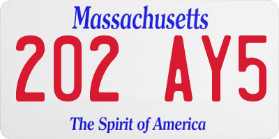MA license plate 202AY5