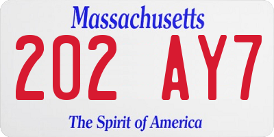 MA license plate 202AY7