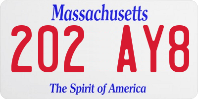 MA license plate 202AY8