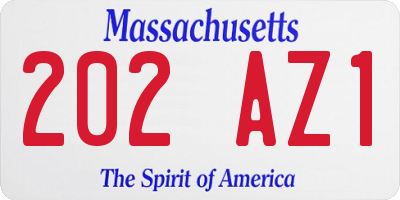 MA license plate 202AZ1