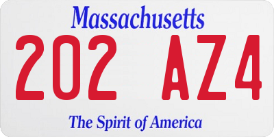 MA license plate 202AZ4