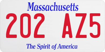 MA license plate 202AZ5