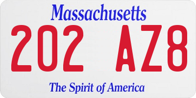 MA license plate 202AZ8