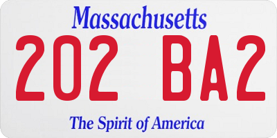 MA license plate 202BA2