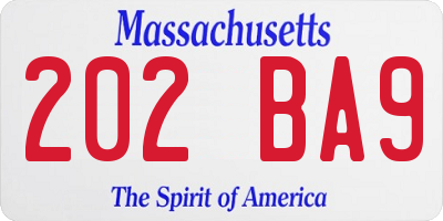 MA license plate 202BA9