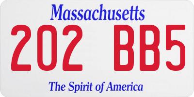 MA license plate 202BB5