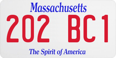 MA license plate 202BC1
