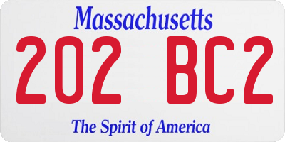 MA license plate 202BC2