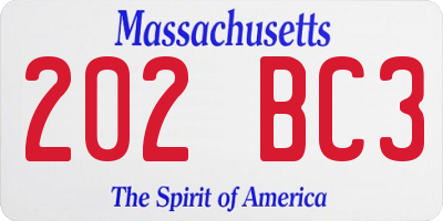 MA license plate 202BC3