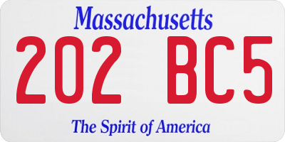 MA license plate 202BC5