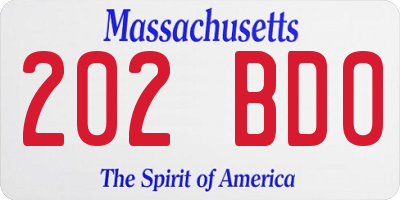 MA license plate 202BD0