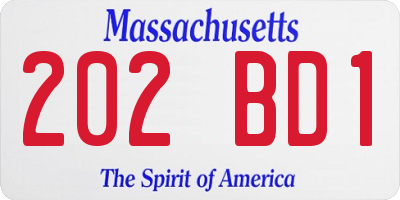 MA license plate 202BD1