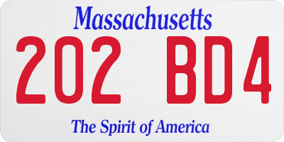 MA license plate 202BD4