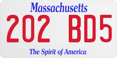 MA license plate 202BD5