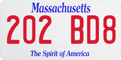MA license plate 202BD8