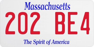MA license plate 202BE4