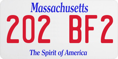 MA license plate 202BF2