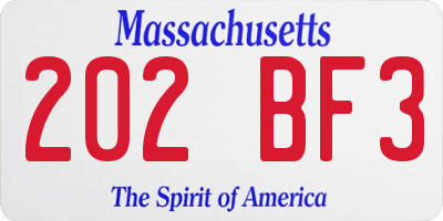 MA license plate 202BF3