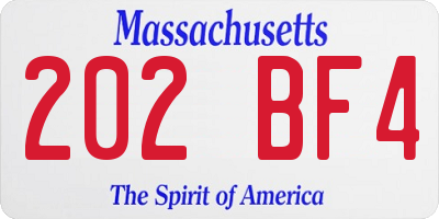 MA license plate 202BF4