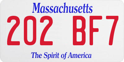 MA license plate 202BF7