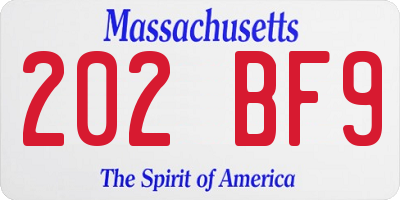 MA license plate 202BF9