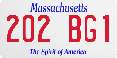 MA license plate 202BG1