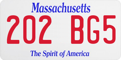 MA license plate 202BG5