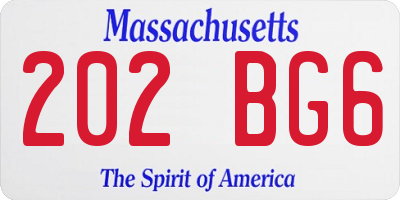 MA license plate 202BG6
