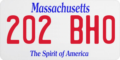 MA license plate 202BH0