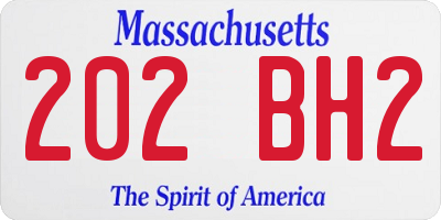 MA license plate 202BH2