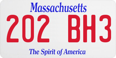 MA license plate 202BH3
