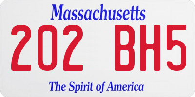 MA license plate 202BH5