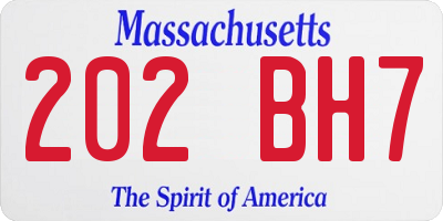 MA license plate 202BH7