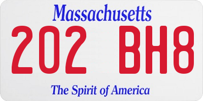 MA license plate 202BH8