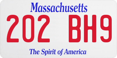 MA license plate 202BH9