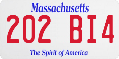 MA license plate 202BI4