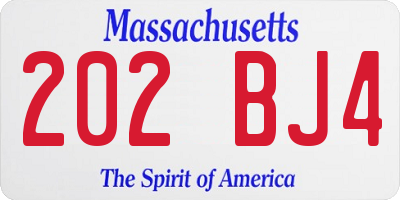 MA license plate 202BJ4
