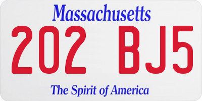 MA license plate 202BJ5
