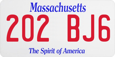 MA license plate 202BJ6