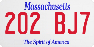MA license plate 202BJ7