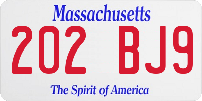 MA license plate 202BJ9