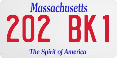 MA license plate 202BK1