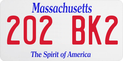 MA license plate 202BK2