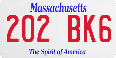 MA license plate 202BK6