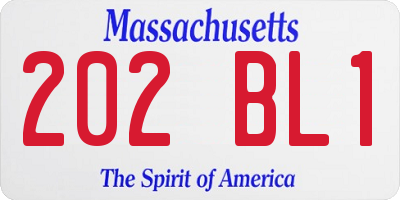 MA license plate 202BL1