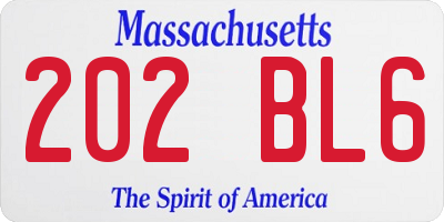 MA license plate 202BL6