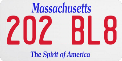 MA license plate 202BL8