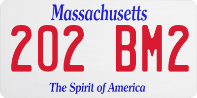 MA license plate 202BM2