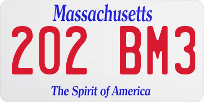 MA license plate 202BM3
